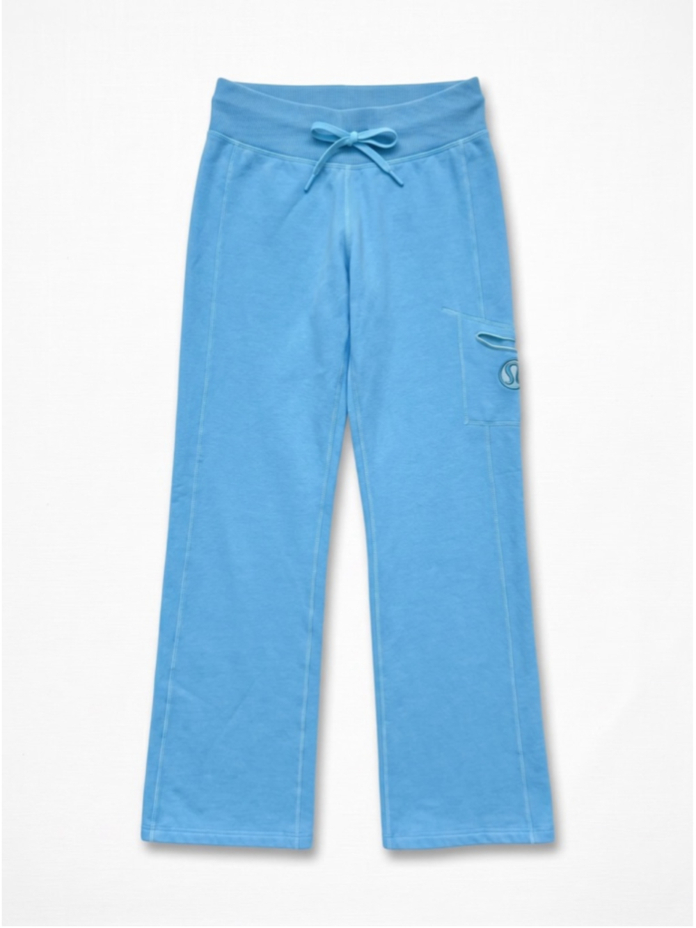 Vintage LULULEMON Wide Leg Fleeced Blue Plants, Casual Sweatpants, Sz 6